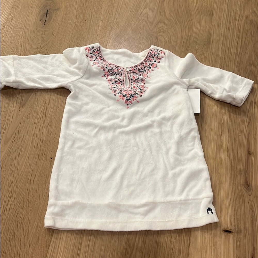 White Kids Shirt with Pink Embroidery